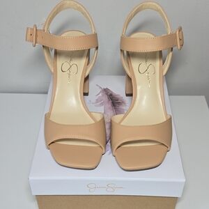 Jessica Simpson Tan Heels with Ankle Straps